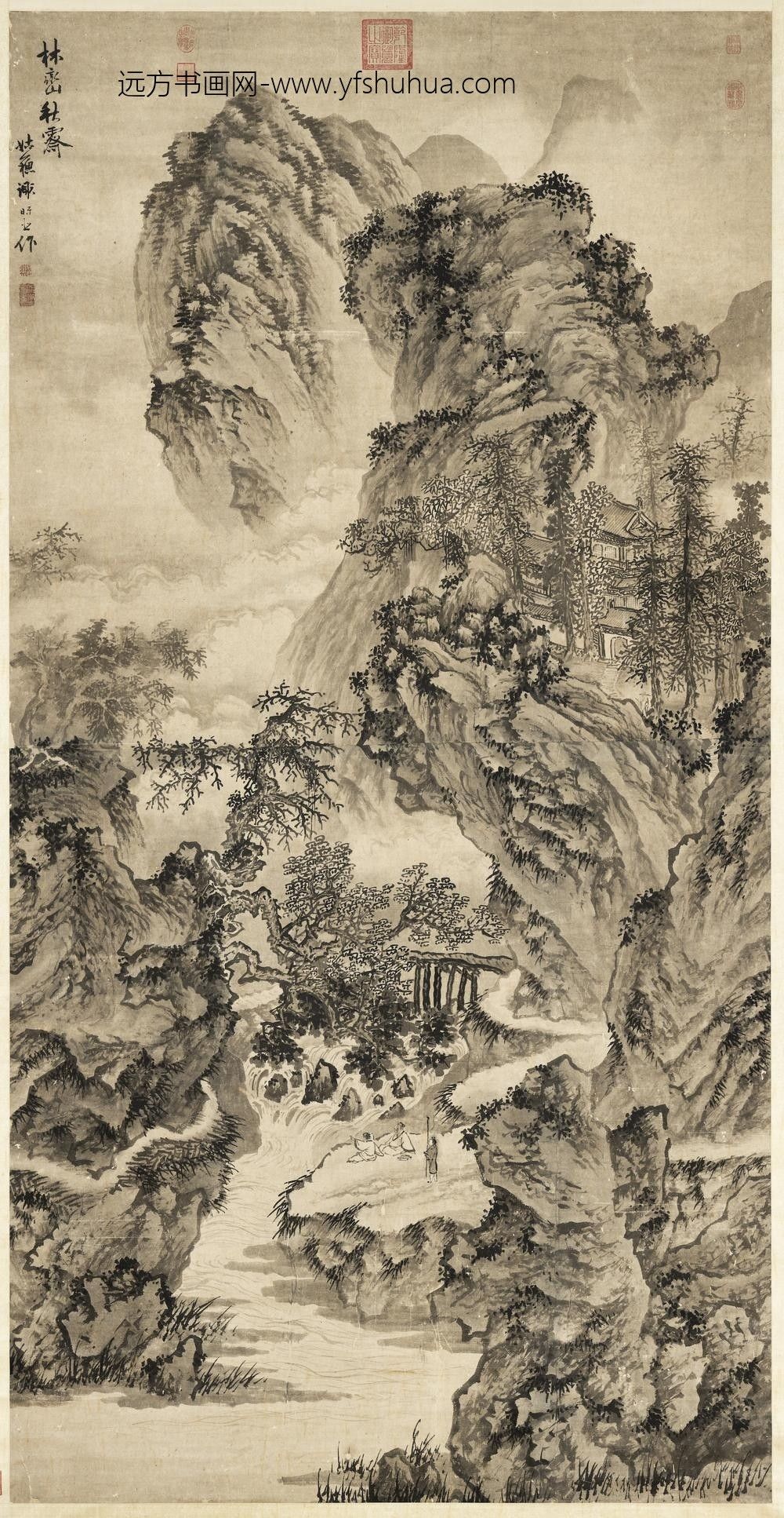 明谢时臣林峦秋霁图轴