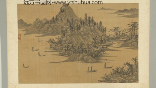 明谢时臣画山水册江边帆影.jpg