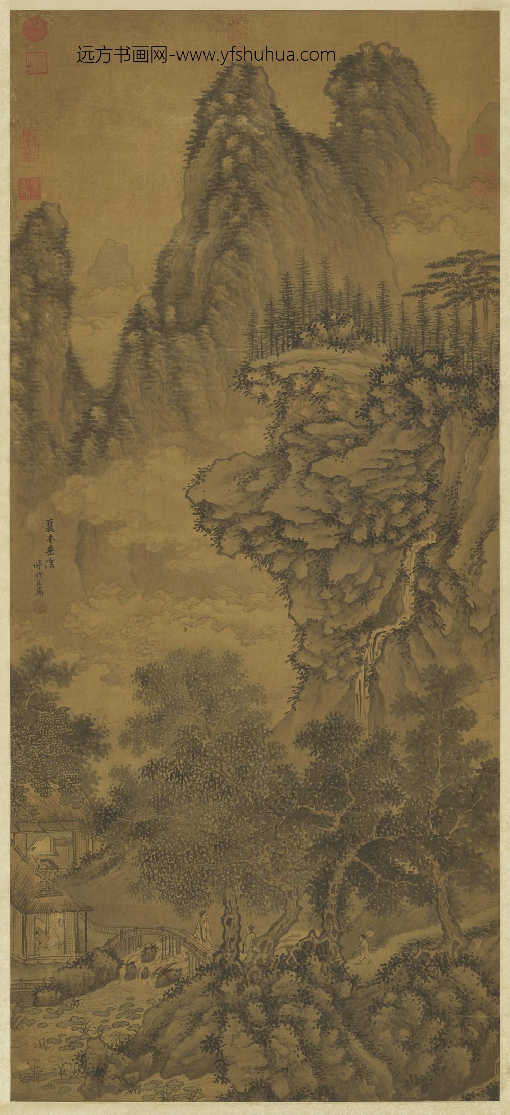 明谢时臣画山水轴