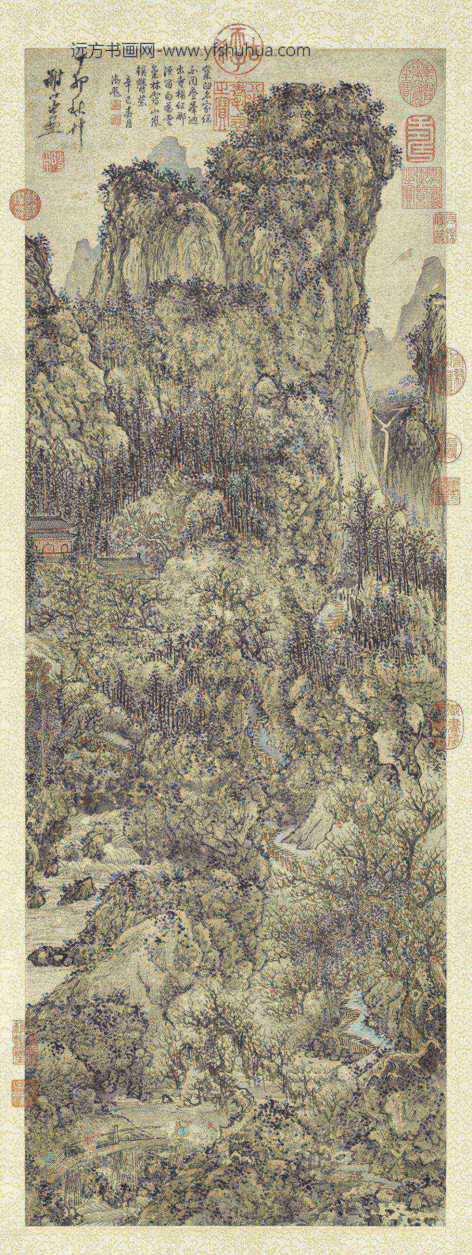 明谢时臣画山水轴