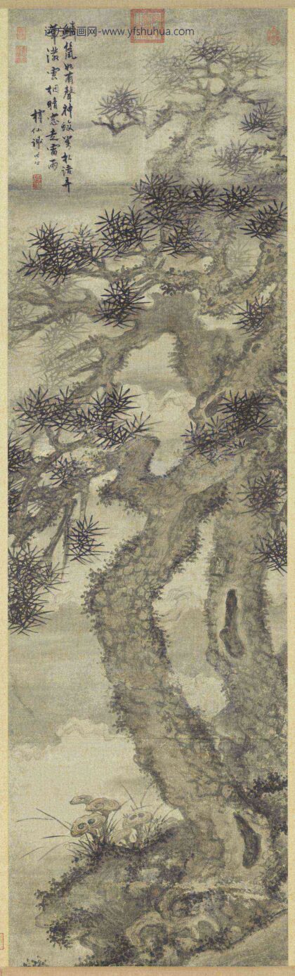 明谢时臣青松白云图轴.jpg
