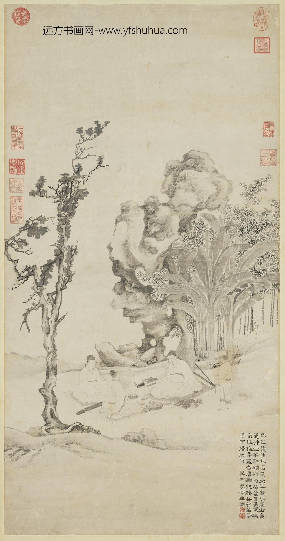 明谢时臣高人雅集图轴