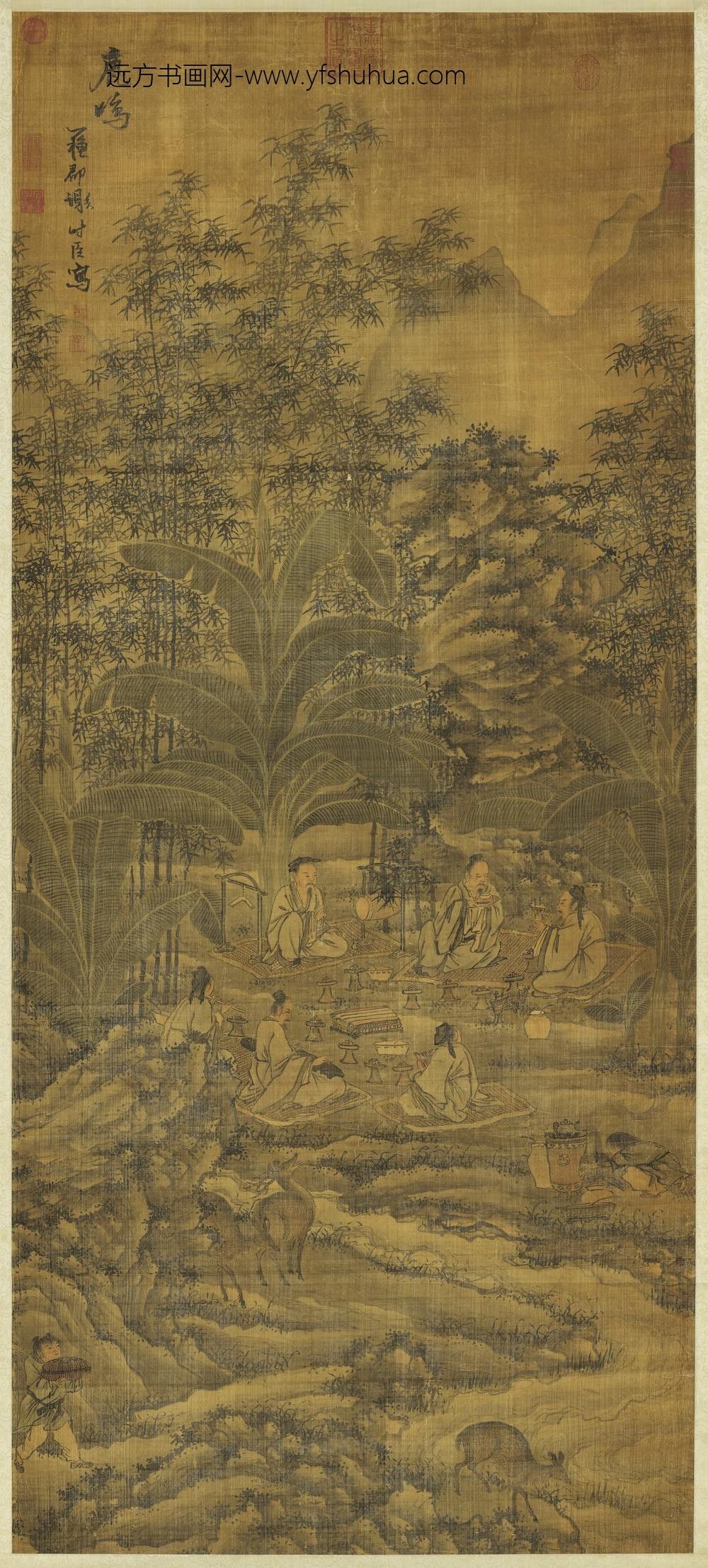 明谢时臣鹿鸣嘉宴图轴