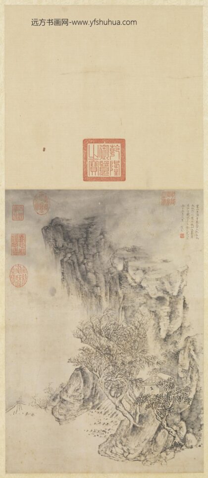 明赵左寒山石溜图轴.jpg