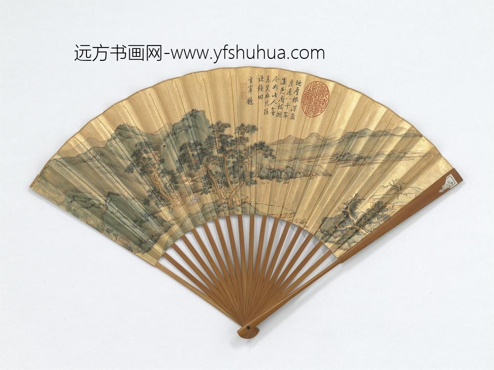 明赵左画松林小坐成扇-