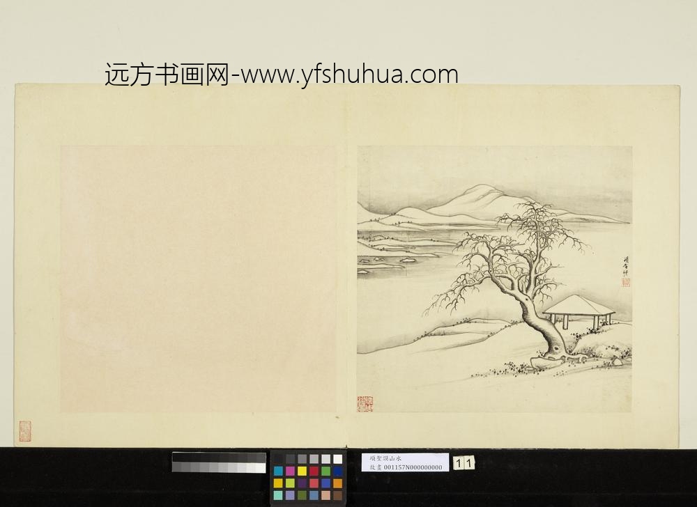 明项圣谟山水册林亭积素