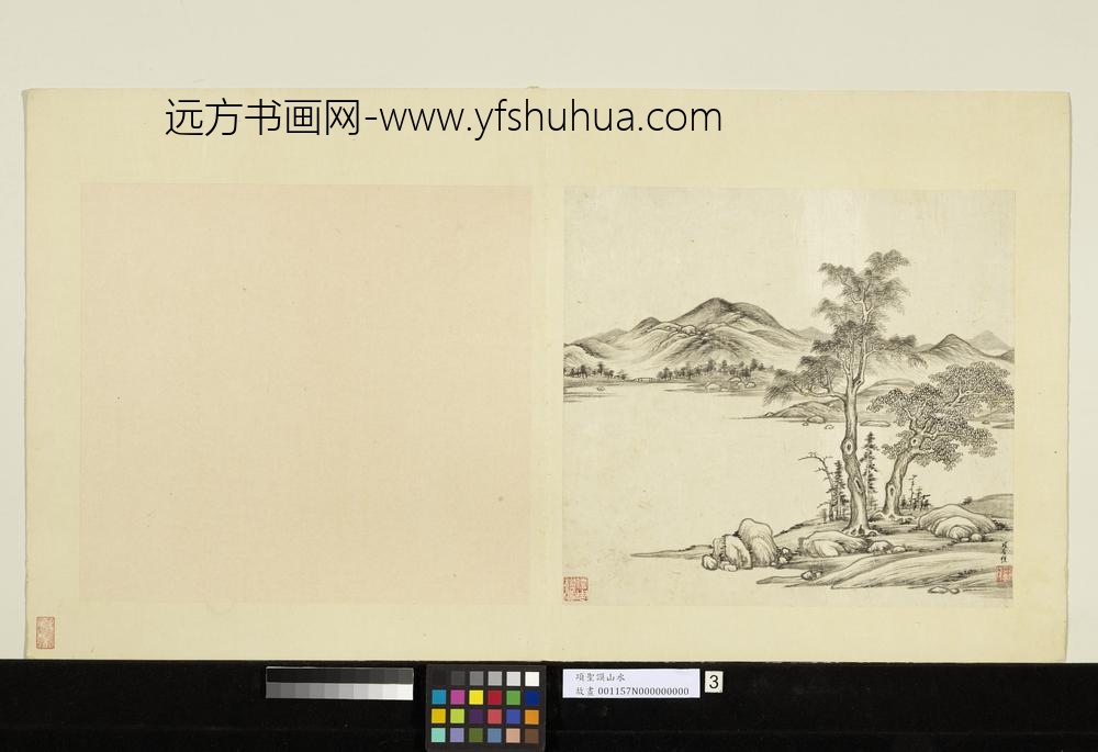 明项圣谟山水册远山乔木