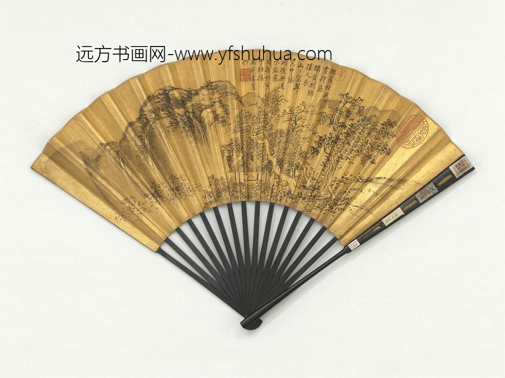 明项圣谟画秋风林屋成扇-
