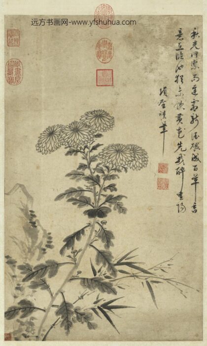 明项圣谟菊花竹石轴.jpg