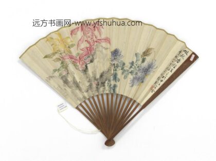 民国张熊秋花螳螂陈子彝临张猛龙碑成扇 1.jpg