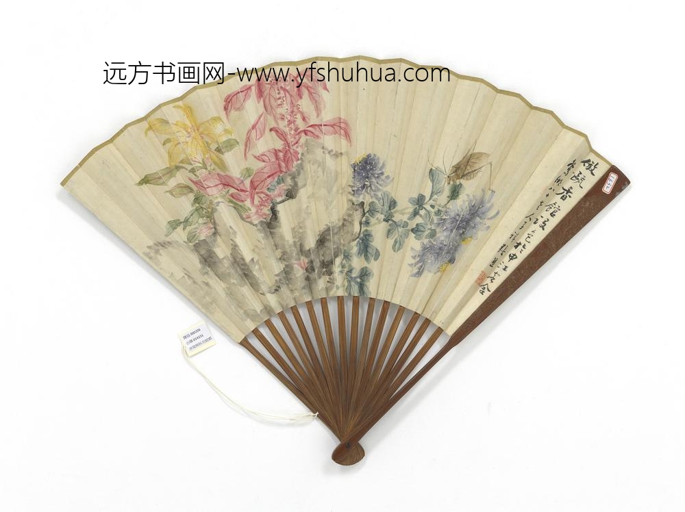 民国张熊秋花螳螂陈子彝临张猛龙碑成扇