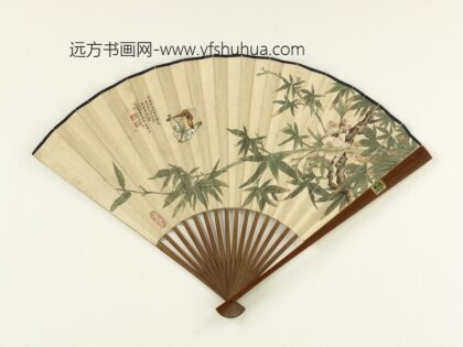 民国杨逸山水沈彭年临王羲之帖成扇 1.jpg