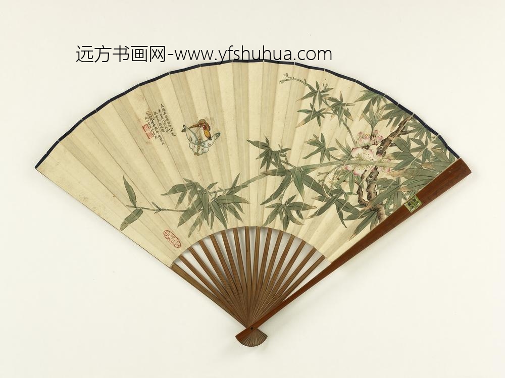 民国杨逸山水沈彭年临王羲之帖成扇