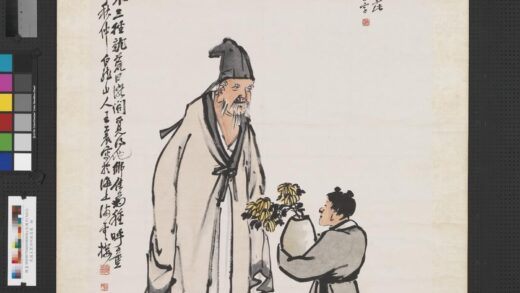 民国王震渊明采菊图轴.jpg