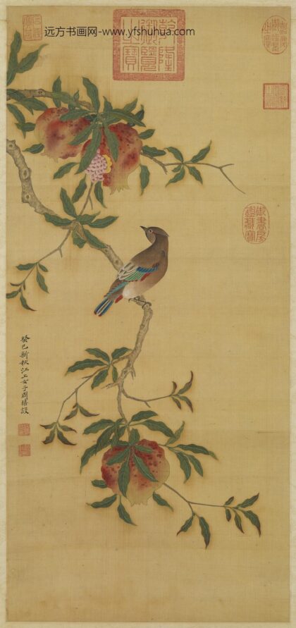 清周禧画石榴轴.jpg