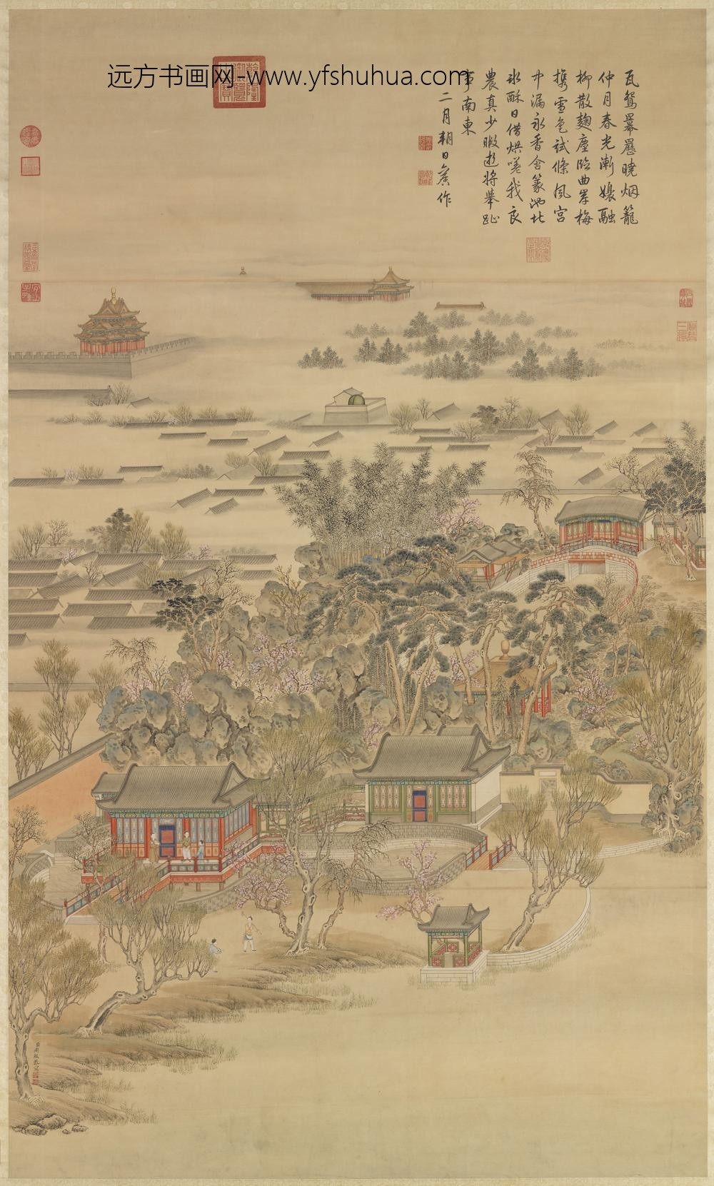 清周鲲绘夹钟嘉候轴