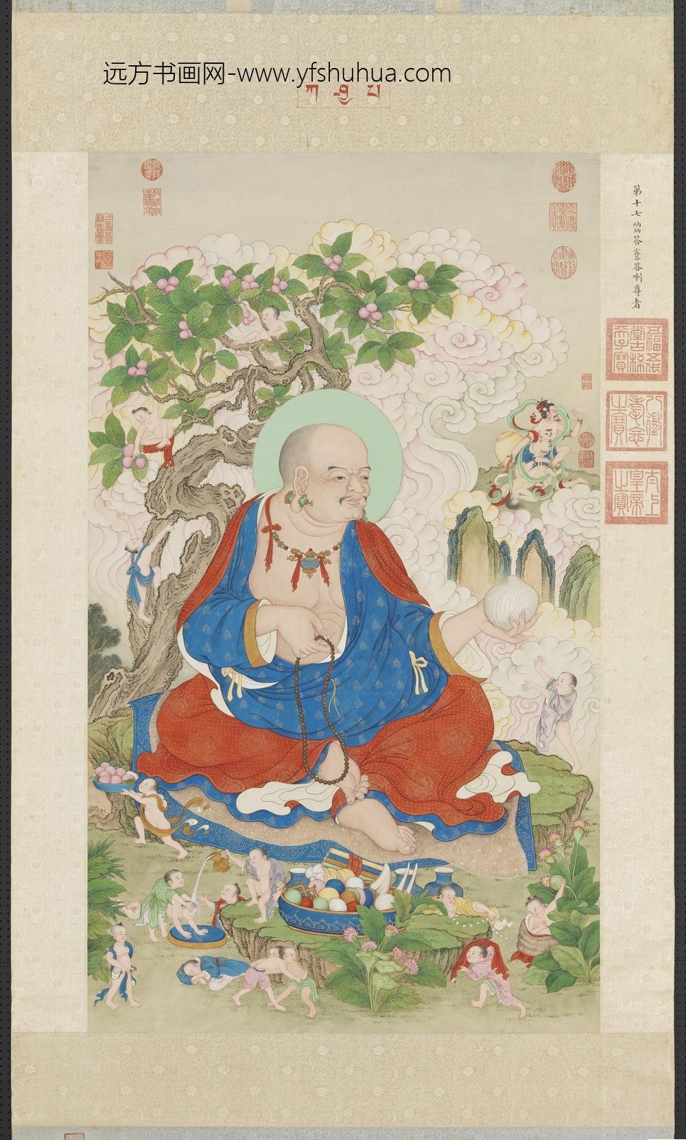 清姚文瀚画第十八嘎沙鸦巴达喇玛尊者轴