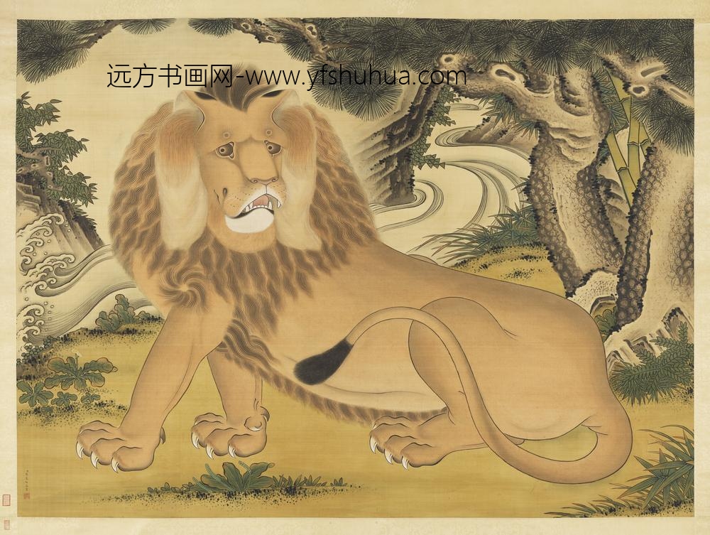清张为邦画狻猊轴