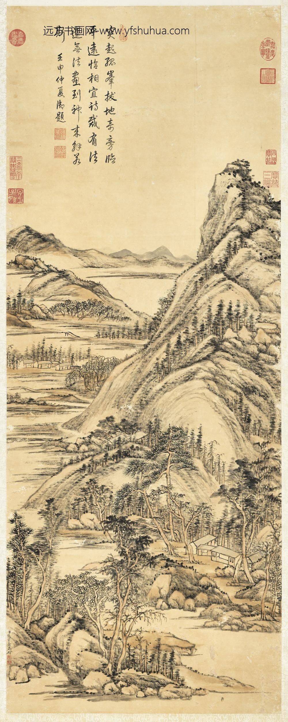 清张宗苍山水高宗御题轴