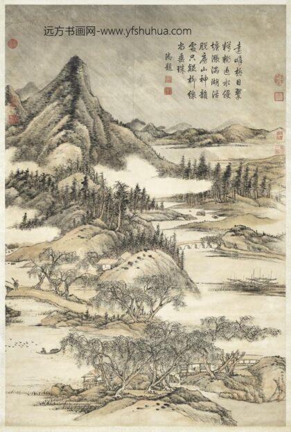 清张宗苍柳塘夏雨高宗御题轴.jpg