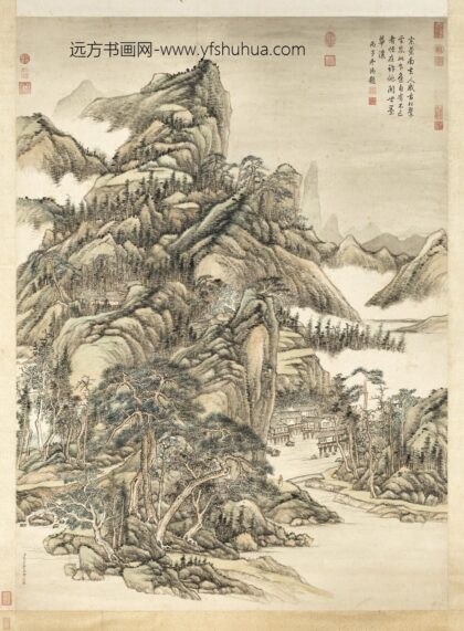 清张宗苍画云岚松翠轴.jpg