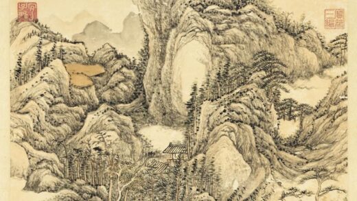 清张宗苍画云峰飞瀑轴.jpg