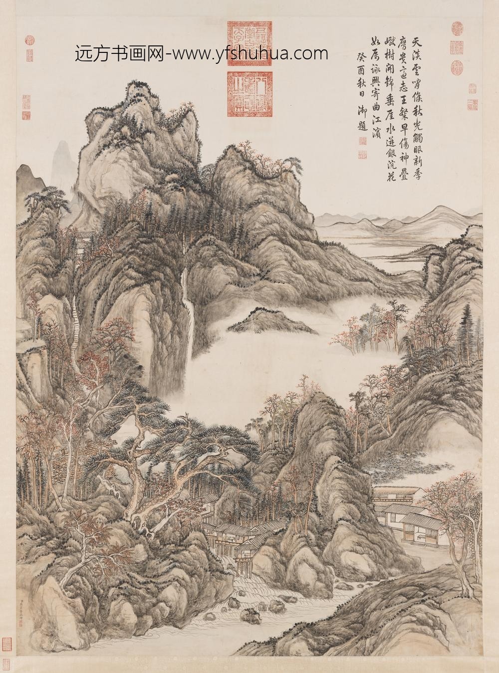 清张宗苍画云崖锦树轴