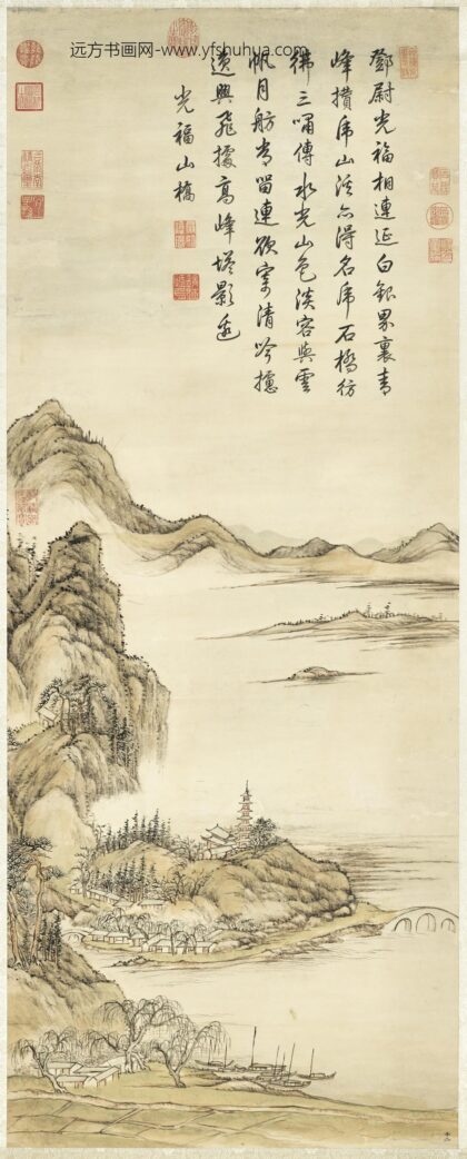 清张宗苍画光福山桥轴.jpg