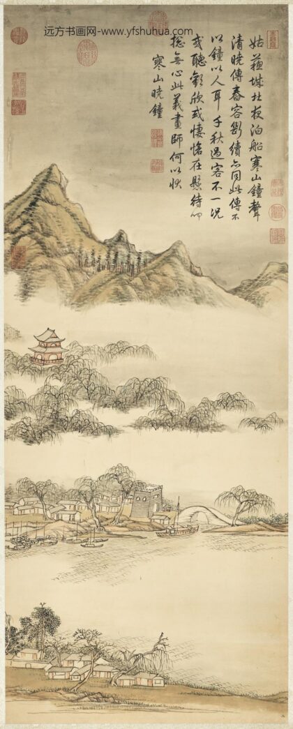 清张宗苍画寒山晓钟轴.jpg