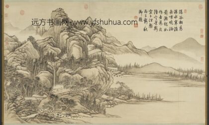 清张宗苍画寒滩渔泊轴.jpg