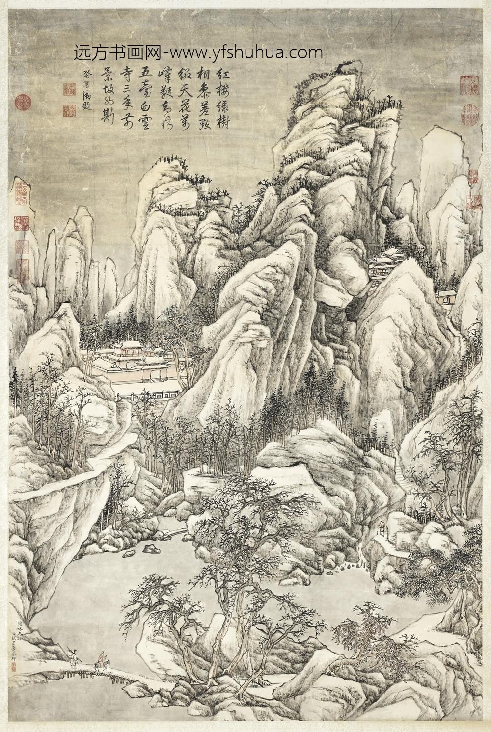 清张宗苍画雪景御题轴