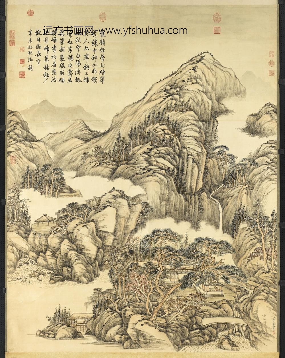 清张宗苍秋云红叶轴