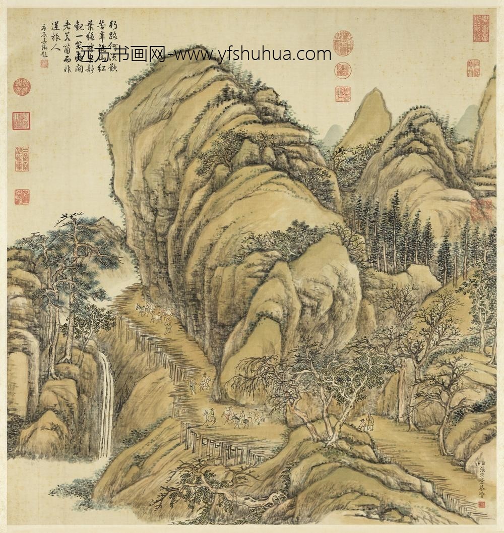 清张宗苍秋山行旅轴