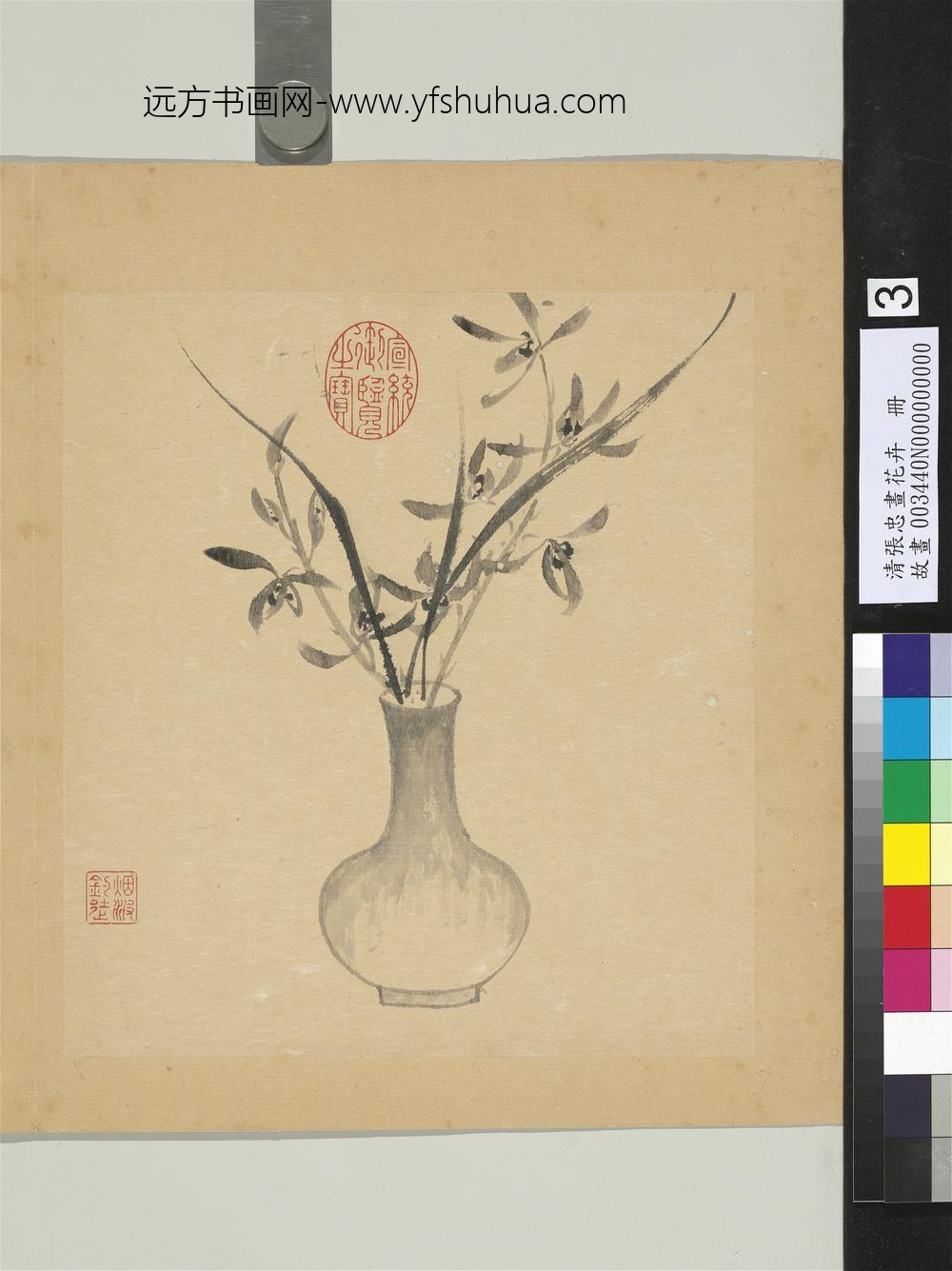 清张忠画花卉册兰花