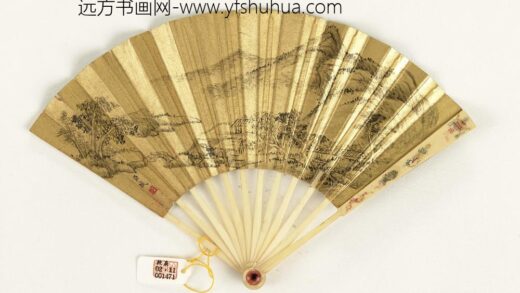 清张照书乾隆御制郊外即事钱维城画山水成扇 1.jpg