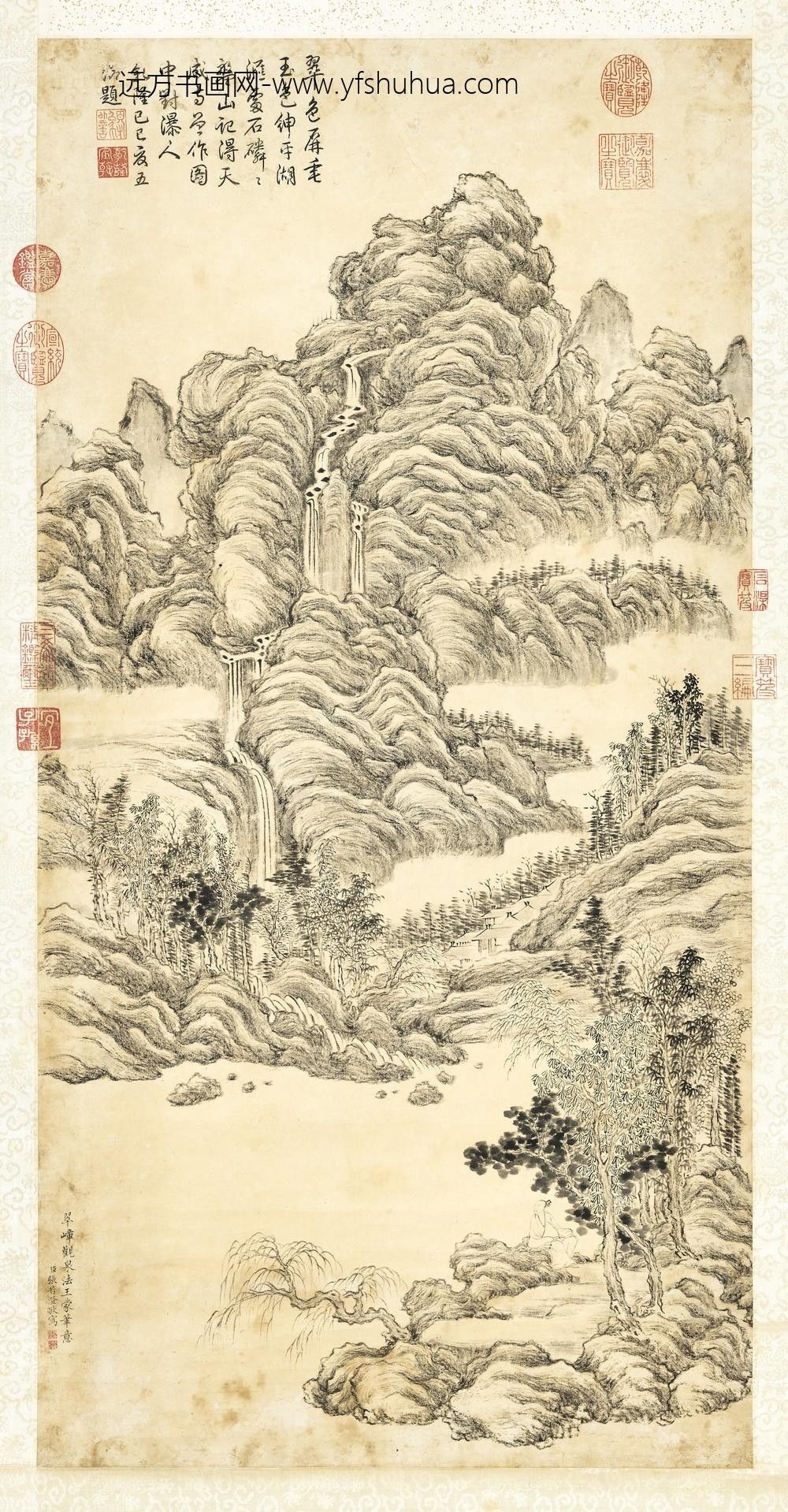 清张若澄画翠嶂观泉轴