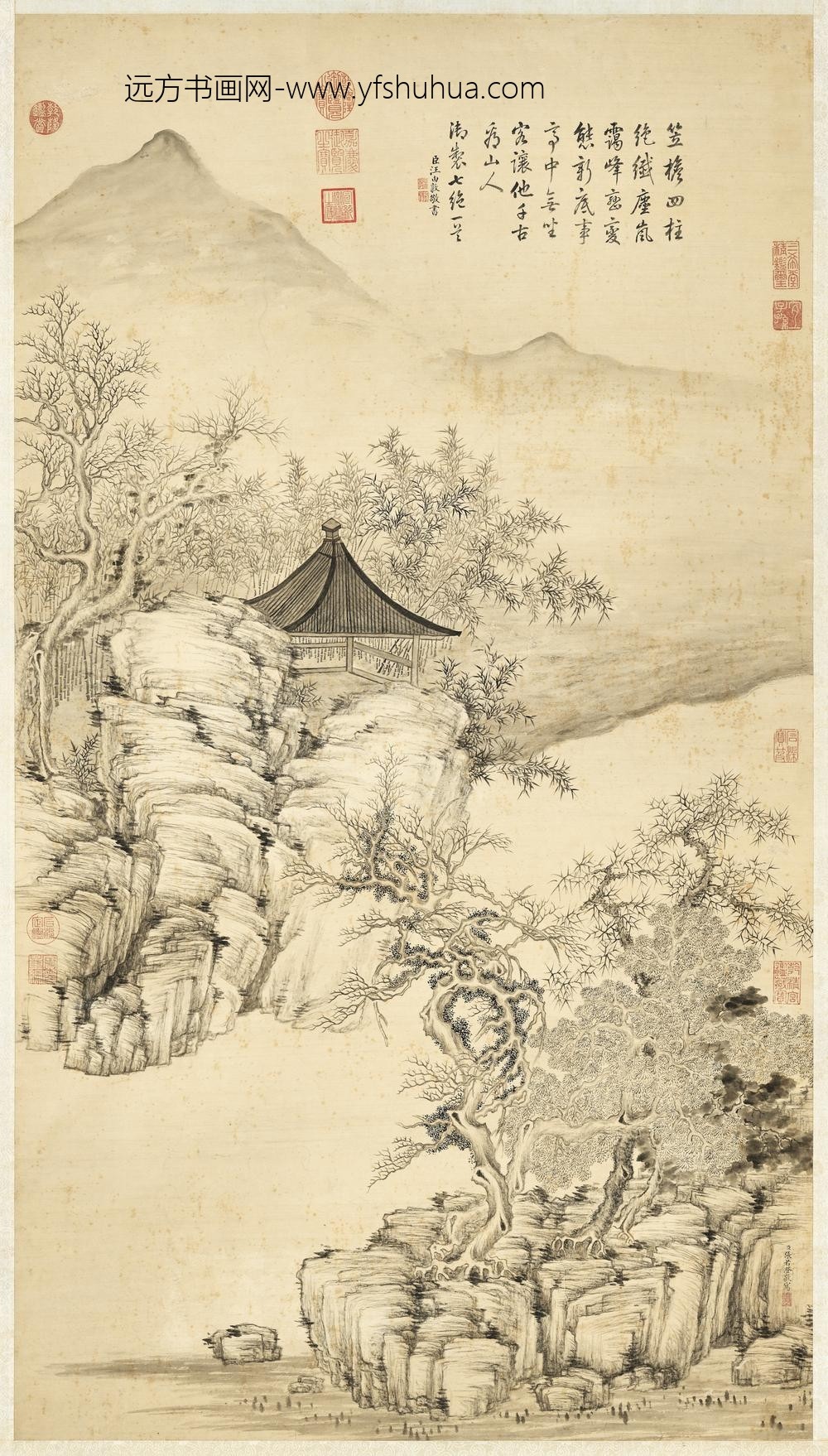 清张若澄笠亭岚霭轴