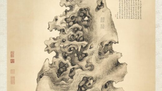 清张若澄雪浪石图轴.jpg