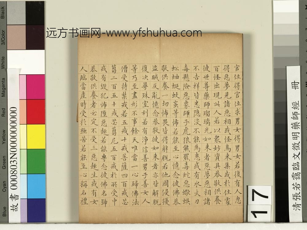 清张若霭临文征明药师经册