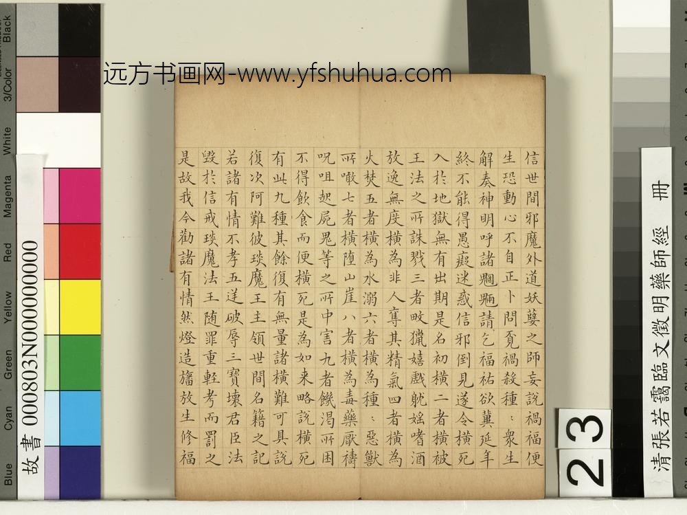 清张若霭临文征明药师经册