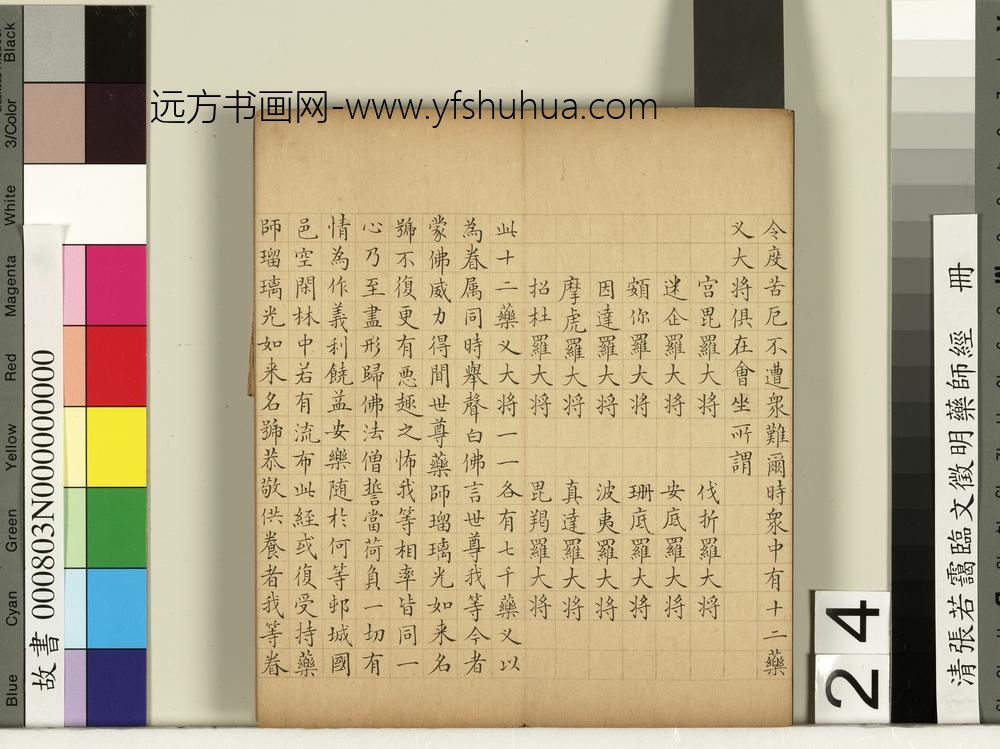 清张若霭临文征明药师经册
