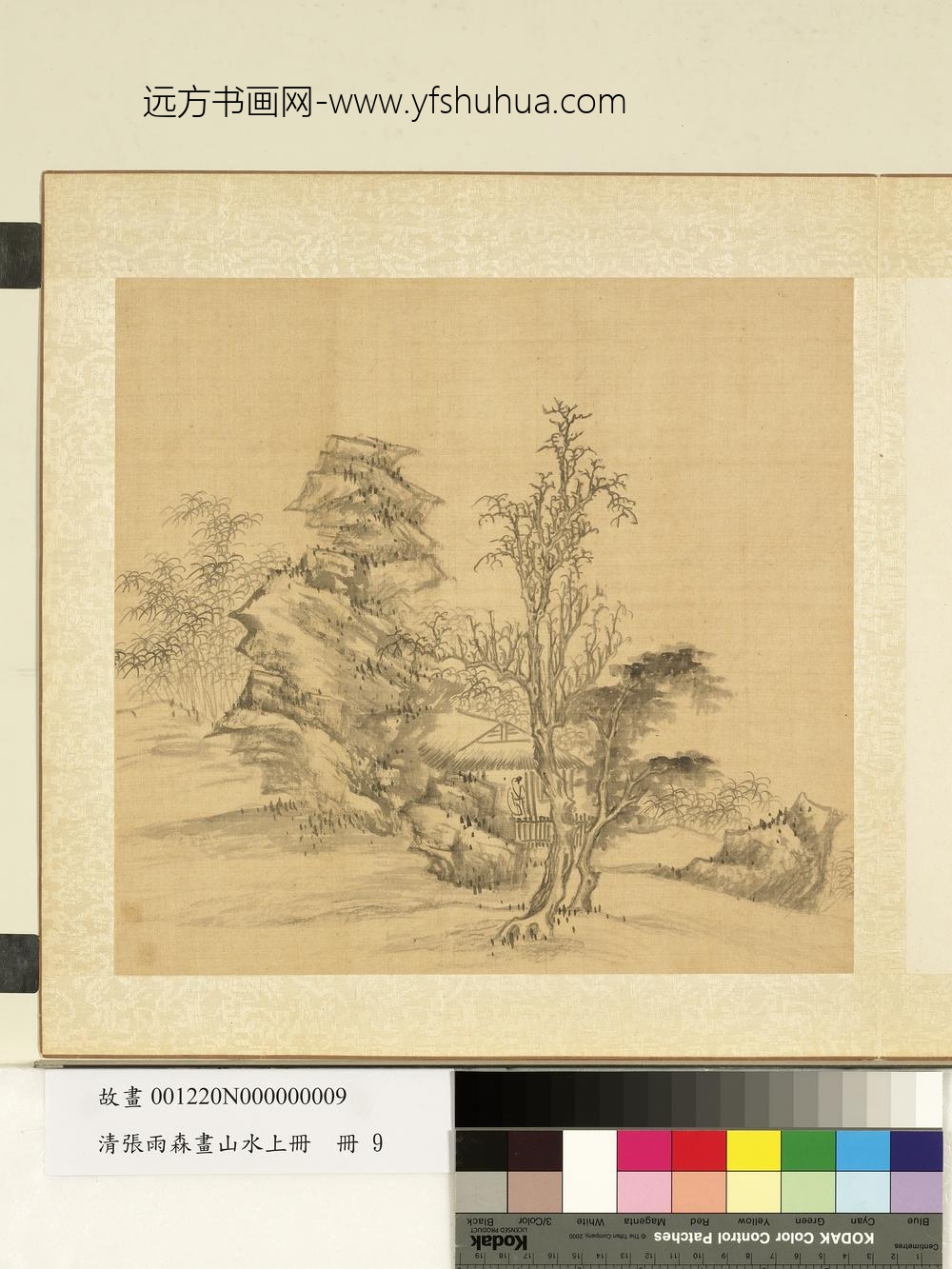 清张雨森画山水上册古木竹石