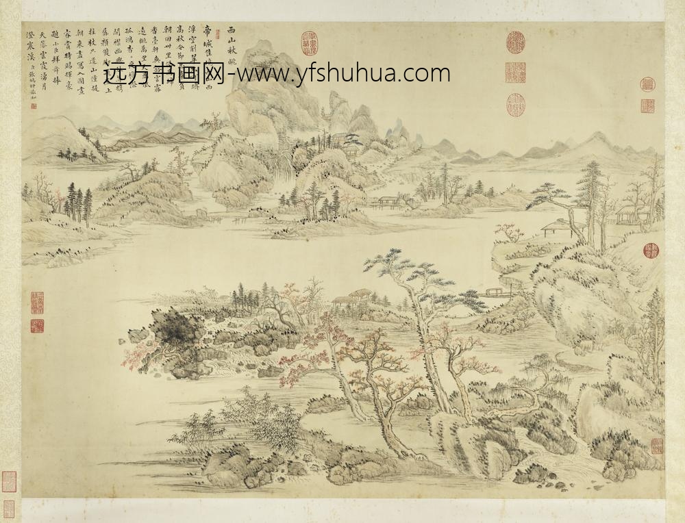 清张鹏翀画西山秋眺轴