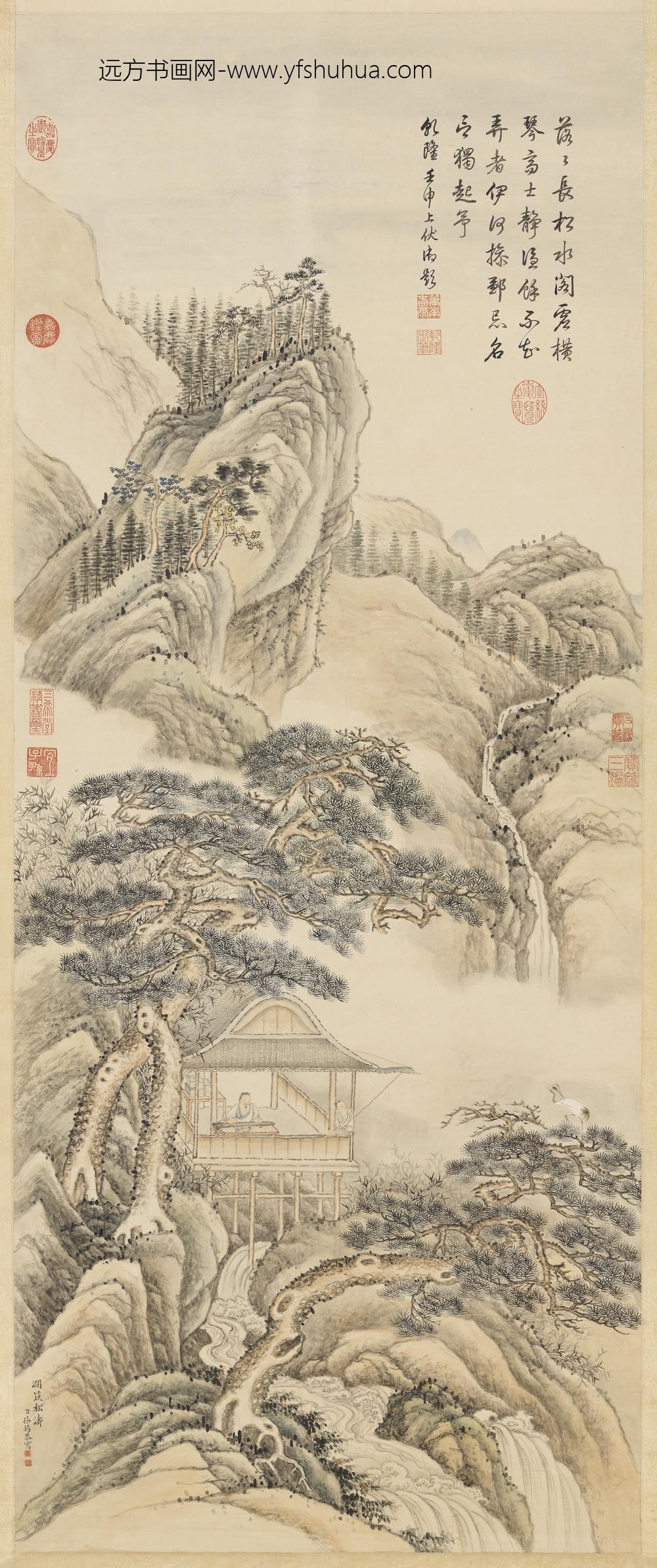 清徐扬画涧筑松涛轴