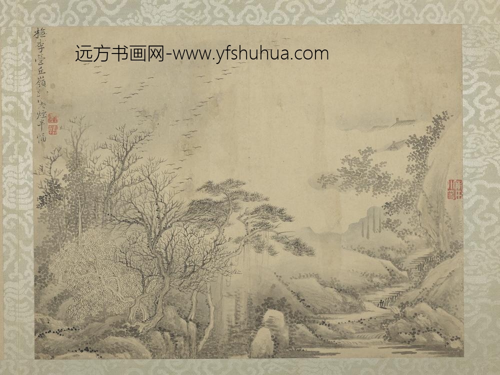 清恽寿平仿古山水册仿李营丘岭路寒烟