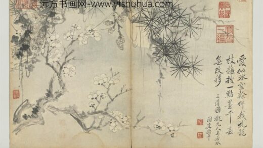 清恽寿平墨花册梅松月影.jpg