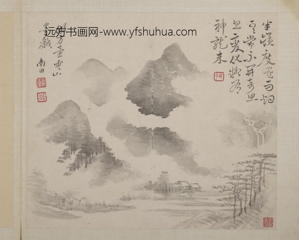 清恽寿平山水册仿方壶云山墨戏