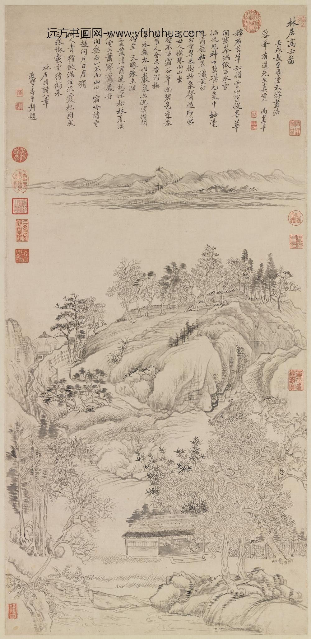 清恽寿平林居高士图轴
