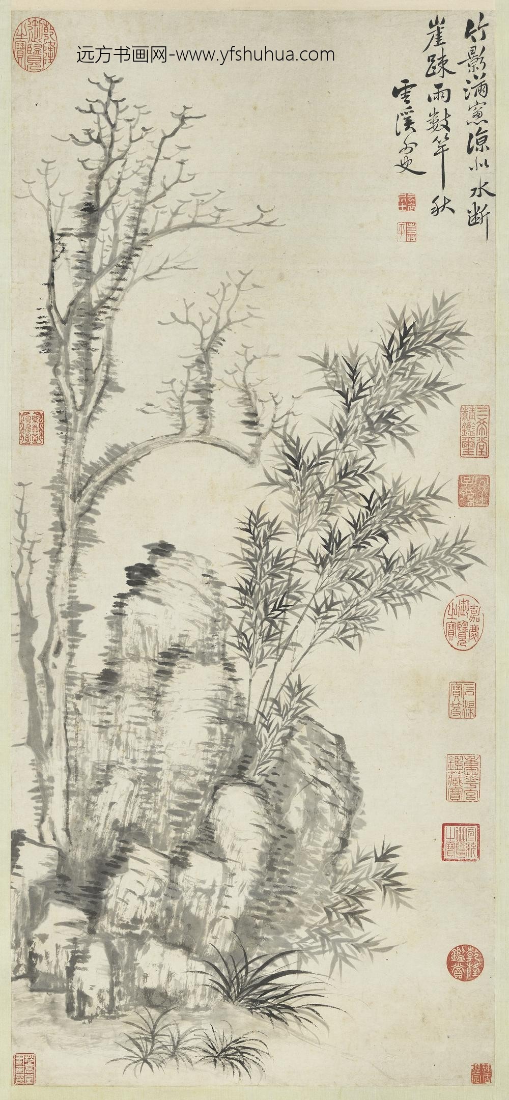 清恽寿平枯木竹石轴