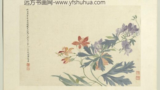 清恽寿平王翚花卉山水合册射干.jpg